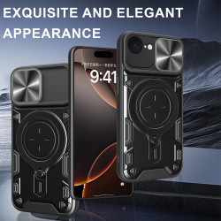 Case For Apple iPhone16e Magnetic Slide Camera Protection Cover 360 Rotate Kickstand Armor Ring Funda Capa