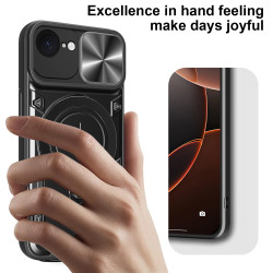 Case For Apple iPhone16e Magnetic Slide Camera Protection Cover 360 Rotate Kickstand Armor Ring Funda Capa