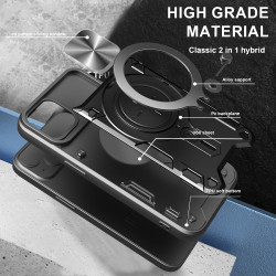 Case For Apple iPhone16e Magnetic Slide Camera Protection Cover 360 Rotate Kickstand Armor Ring Funda Capa