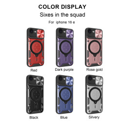 Case For Apple iPhone16e Magnetic Slide Camera Protection Cover 360 Rotate Kickstand Armor Ring Funda Capa