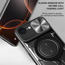 Case For Apple iPhone16e Magnetic Slide Camera Protection Cover 360 Rotate Kickstand Armor Ring Funda Capa