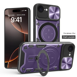 Case For Apple iPhone16e Magnetic Slide Camera Protection Cover 360 Rotate Kickstand Armor Ring Funda Capa