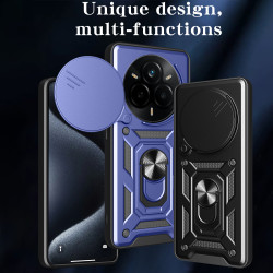 For Realme 14 Pro Case With Slide Lens Cover Rotating Ring Shockproof Stand Holder Phone Case