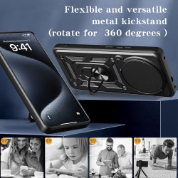 For Realme 14 Pro Case With Slide Lens Cover Rotating Ring Shockproof Stand Holder Phone Case