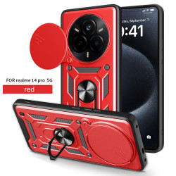 For Realme 14 Pro Case With Slide Lens Cover Rotating Ring Shockproof Stand Holder Phone Case