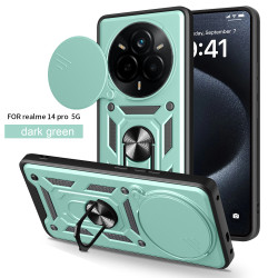 For Realme 14 Pro Case With Slide Lens Cover Rotating Ring Shockproof Stand Holder Phone Case