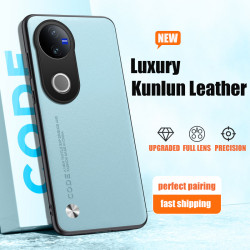 Luxury Kunlun Leather Case for Vivo V50 Edge – Silicone Bumper Shockproof Cover, Full Camera Protection, Durable TPU Shell, Anti-Fingerprint, Anti-Dust Fundas