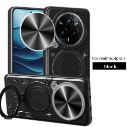 Magnetic Car Mount Phone Case for Realme 14 Pro Plus - Military-Grade Rotating Ring Stand with Slide Camera Cover | Shockproof Anti-Fingerprint Heavy Duty Protective Case