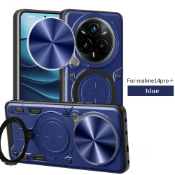 Magnetic Car Mount Phone Case for Realme 14 Pro Plus - Military-Grade Rotating Ring Stand with Slide Camera Cover | Shockproof Anti-Fingerprint Heavy Duty Protective Case
