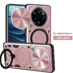 Magnetic Car Mount Phone Case for Realme 14 Pro Plus - Military-Grade Rotating Ring Stand with Slide Camera Cover | Shockproof Anti-Fingerprint Heavy Duty Protective Case