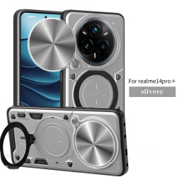 Magnetic Car Mount Phone Case for Realme 14 Pro Plus - Military-Grade Rotating Ring Stand with Slide Camera Cover | Shockproof Anti-Fingerprint Heavy Duty Protective Case