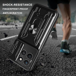 Magnetic Car Mount Phone Case for Honor X8c - Armor Rotating Ring Stand with Slide Lens Cover | Shockproof, Anti-Fingerprint Protective Case for X8c