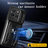 Magnetic Car Mount Phone Case for Honor X8c - Armor Rotating Ring Stand with Slide Lens Cover | Shockproof, Anti-Fingerprint Protective Case for X8c
