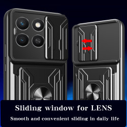 Magnetic Car Mount Phone Case for Honor X8c - Armor Rotating Ring Stand with Slide Lens Cover | Shockproof, Anti-Fingerprint Protective Case for X8c