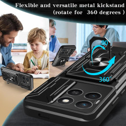 Magnetic Car Mount Phone Case for Honor X8c - Armor Rotating Ring Stand with Slide Lens Cover | Shockproof, Anti-Fingerprint Protective Case for X8c