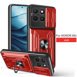 Magnetic Car Mount Phone Case for Honor X8c - Armor Rotating Ring Stand with Slide Lens Cover | Shockproof, Anti-Fingerprint Protective Case for X8c