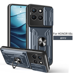 Magnetic Car Mount Phone Case for Honor X8c - Armor Rotating Ring Stand with Slide Lens Cover | Shockproof, Anti-Fingerprint Protective Case for X8c