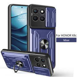 Magnetic Car Mount Phone Case for Honor X8c - Armor Rotating Ring Stand with Slide Lens Cover | Shockproof, Anti-Fingerprint Protective Case for X8c