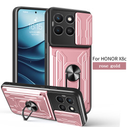 Magnetic Car Mount Phone Case for Honor X8c - Armor Rotating Ring Stand with Slide Lens Cover | Shockproof, Anti-Fingerprint Protective Case for X8c