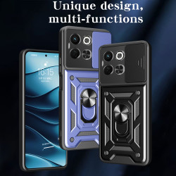 For Tecno Spark 30 5G Case With Slide Lens Cover Rotating Ring Shockproof Stand Holder Phone Case