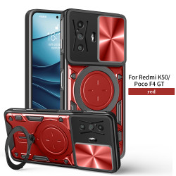 Case For Redmi k50 Magnetic Slide Camera Protection Poco F4 GT Cover 360 Rotate Kickstand Armor Ring Funda Capa