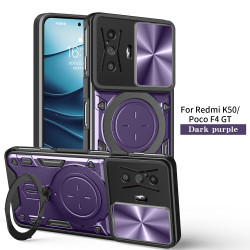 Case For Redmi k50 Magnetic Slide Camera Protection Poco F4 GT Cover 360 Rotate Kickstand Armor Ring Funda Capa