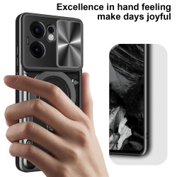 Case For Oppo Reno13f 4G 5G Magnetic Slide Camera Protection Reno13f 4G 5G Cover 360 Rotate Kickstand Armor Ring Funda Capa