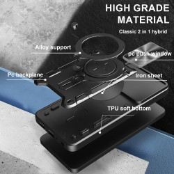 Case For Oppo Reno13f 4G 5G Magnetic Slide Camera Protection Reno13f 4G 5G Cover 360 Rotate Kickstand Armor Ring Funda Capa