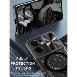 Case For Oppo Reno13f 4G 5G Magnetic Slide Camera Protection Reno13f 4G 5G Cover 360 Rotate Kickstand Armor Ring Funda Capa