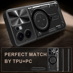 Case For Oppo Reno13f 4G 5G Magnetic Slide Camera Protection Reno13f 4G 5G Cover 360 Rotate Kickstand Armor Ring Funda Capa