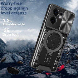Case For Oppo Reno13f 4G 5G Magnetic Slide Camera Protection Reno13f 4G 5G Cover 360 Rotate Kickstand Armor Ring Funda Capa