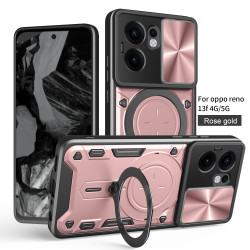 Case For Oppo Reno13f 4G 5G Magnetic Slide Camera Protection Reno13f 4G 5G Cover 360 Rotate Kickstand Armor Ring Funda Capa