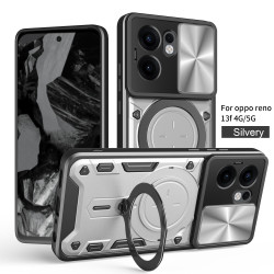 Case For Oppo Reno13f 4G 5G Magnetic Slide Camera Protection Reno13f 4G 5G Cover 360 Rotate Kickstand Armor Ring Funda Capa