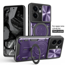 Case For Oppo Reno13f 4G 5G Magnetic Slide Camera Protection Reno13f 4G 5G Cover 360 Rotate Kickstand Armor Ring Funda Capa