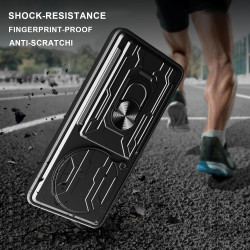 For realme13+5G Case With Slide Lens Cover Rotating Ring Shockproof Stand Holder Phone Case