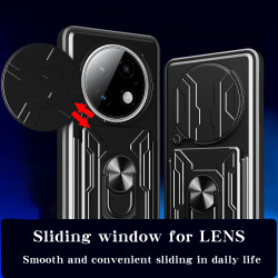 For realme13+5G Case With Slide Lens Cover Rotating Ring Shockproof Stand Holder Phone Case