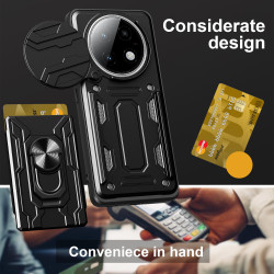 For realme13+5G Case With Slide Lens Cover Rotating Ring Shockproof Stand Holder Phone Case
