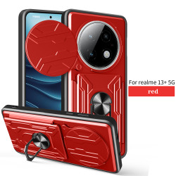 For realme13+5G Case With Slide Lens Cover Rotating Ring Shockproof Stand Holder Phone Case
