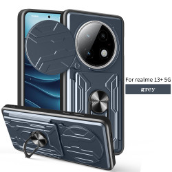 For realme13+5G Case With Slide Lens Cover Rotating Ring Shockproof Stand Holder Phone Case