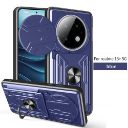 For realme13+5G Case With Slide Lens Cover Rotating Ring Shockproof Stand Holder Phone Case