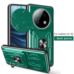 For realme13+5G Case With Slide Lens Cover Rotating Ring Shockproof Stand Holder Phone Case