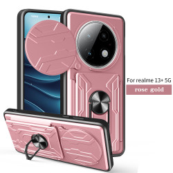 For realme13+5G Case With Slide Lens Cover Rotating Ring Shockproof Stand Holder Phone Case