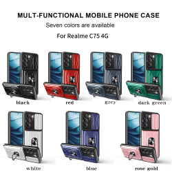 For Realme C75 4G Case With Slide Lens Cover Rotating Ring Shockproof Stand Holder Phone Case