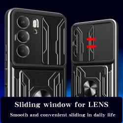 For Realme C75 4G Case With Slide Lens Cover Rotating Ring Shockproof Stand Holder Phone Case