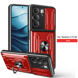 For Realme C75 4G Case With Slide Lens Cover Rotating Ring Shockproof Stand Holder Phone Case