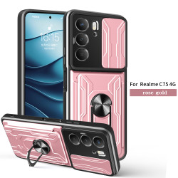 For Realme C75 4G Case With Slide Lens Cover Rotating Ring Shockproof Stand Holder Phone Case