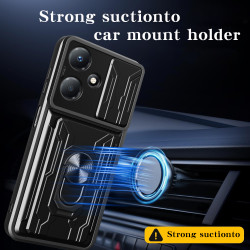 For Infinix Hot 30 Play Case With Slide Lens Cover Rotating Ring Shockproof Stand Holder Phone Case