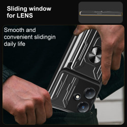 For Infinix Hot 30 Play Case With Slide Lens Cover Rotating Ring Shockproof Stand Holder Phone Case