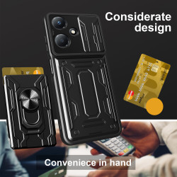 For Infinix Hot 30 Play Case With Slide Lens Cover Rotating Ring Shockproof Stand Holder Phone Case