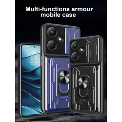 For Infinix Hot 30 Play Case With Slide Lens Cover Rotating Ring Shockproof Stand Holder Phone Case